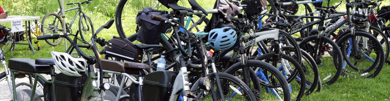 Bikes parked at Centennial Park during Trail Tunes